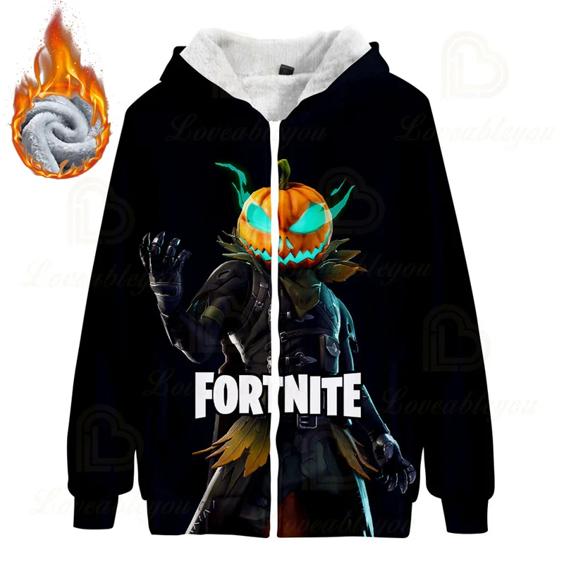 Модные толстовки FORTNITE для мальчиков и девочек детские с капюшоном толстые теплые