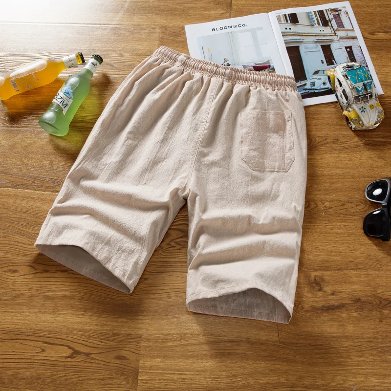 

Men's 2020 shorts NEW XL -4XL cotton linen summer big elastic sports 50 casual loose white