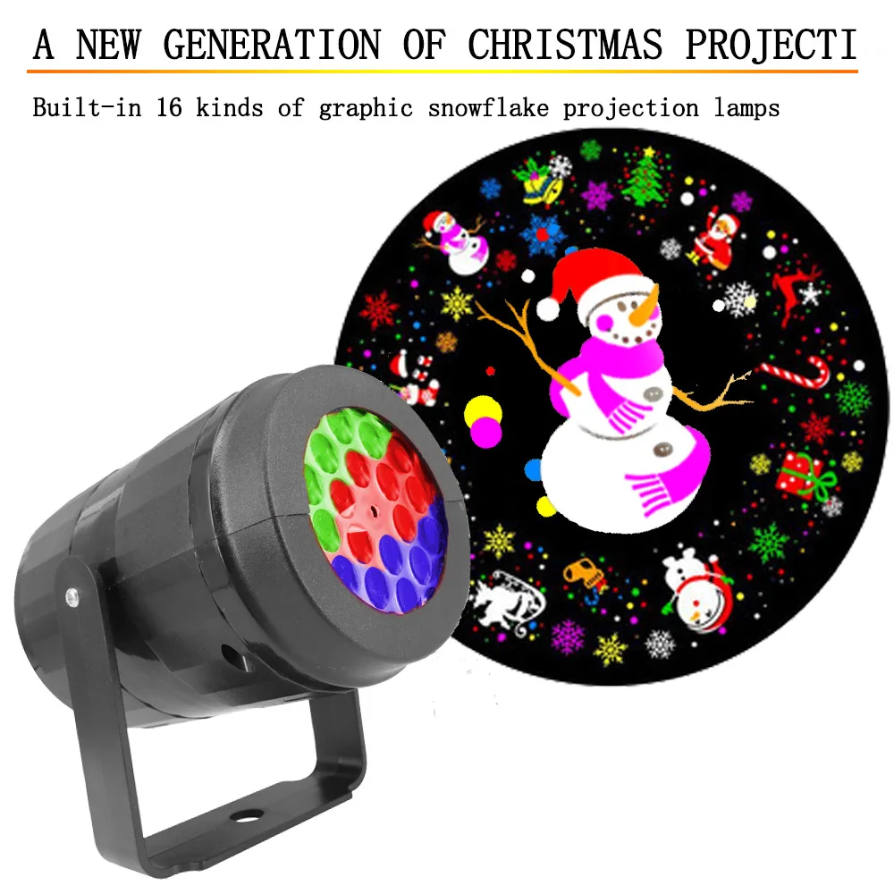 

1Pcs Colorful Disco Ball LED Stage Lights 4W 16 Picture Laser Projector Light Lamp Christmas Party Supplies Kids Gifts