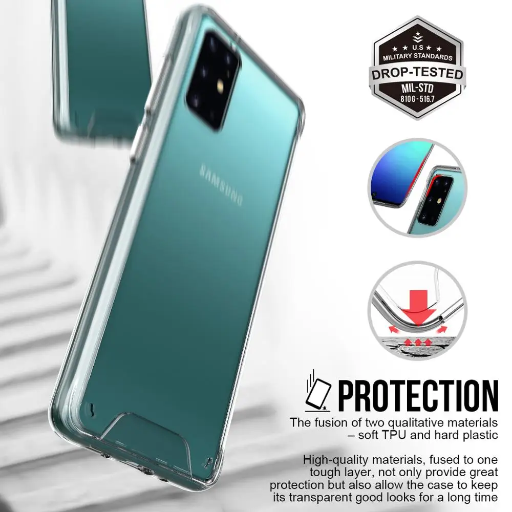 

For Samsung Note 20 S21 Ultra S20 FE Note 10 Plus Case Transparent Acrylic Armor Cases For Galaxy A52 A72 A51 A71 A32 A42 A22