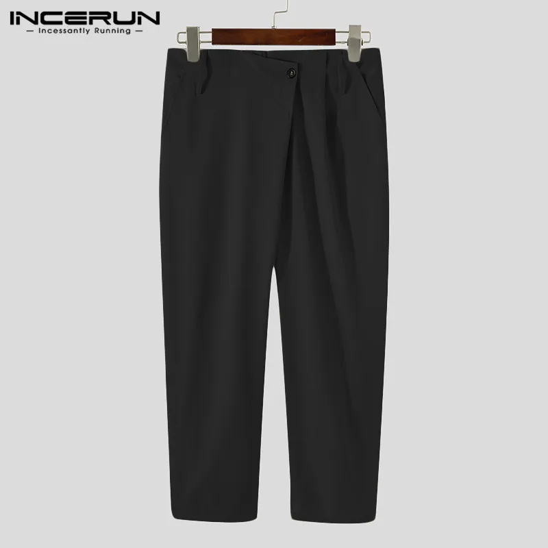 

Men Irregular Pants Joggers Solid Color Streetwear Korean Style Loose Leisure Trousers Men Casual Pantalones Hombre 2021 INCERUN
