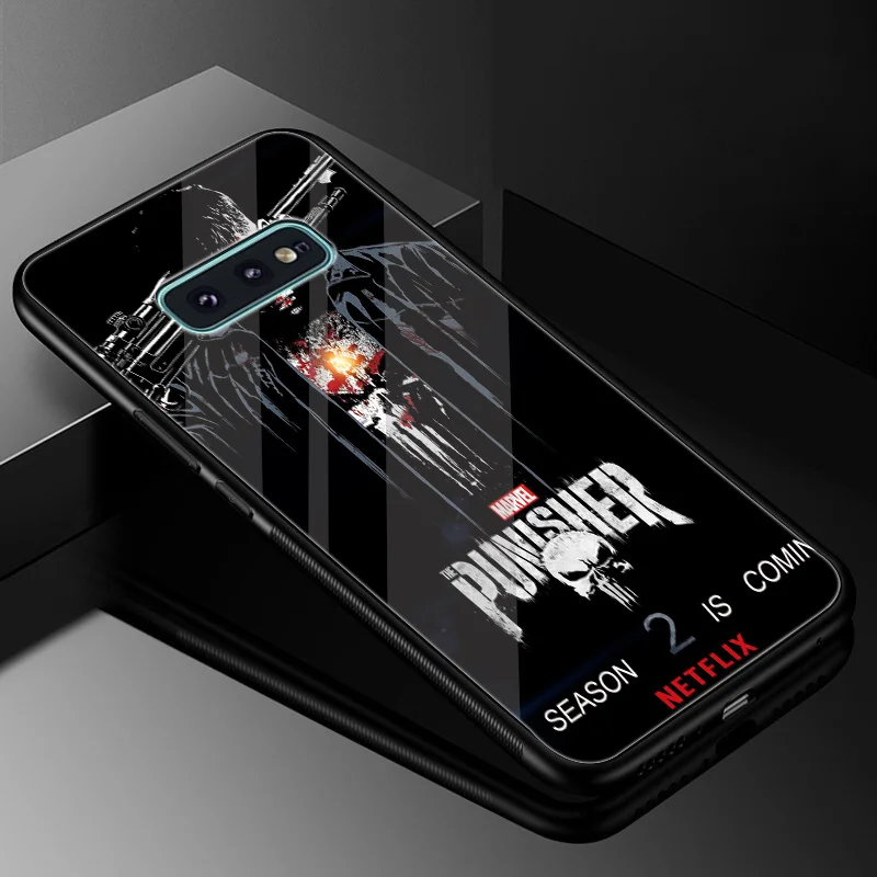 Каратель Frank закаленное Стекло Чехол Зеркало для samsung Galaxy A10 A20 A30 A40 A50 A60 A70 S7 край S8