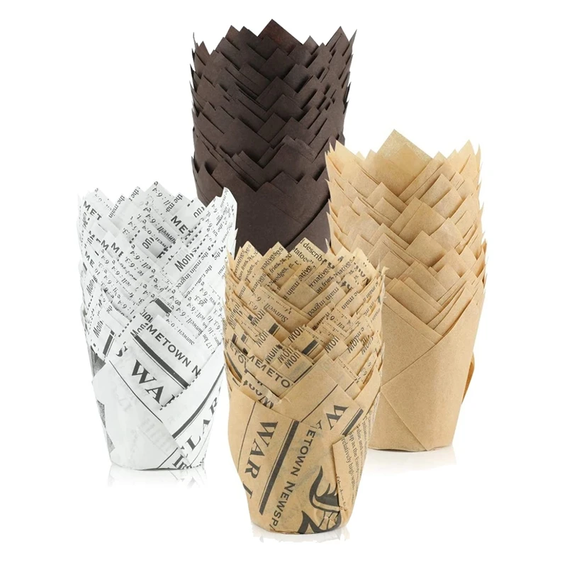 

Бумажные формы для выпечки кексов, коричневые, натуральные и белые, 200 шт.