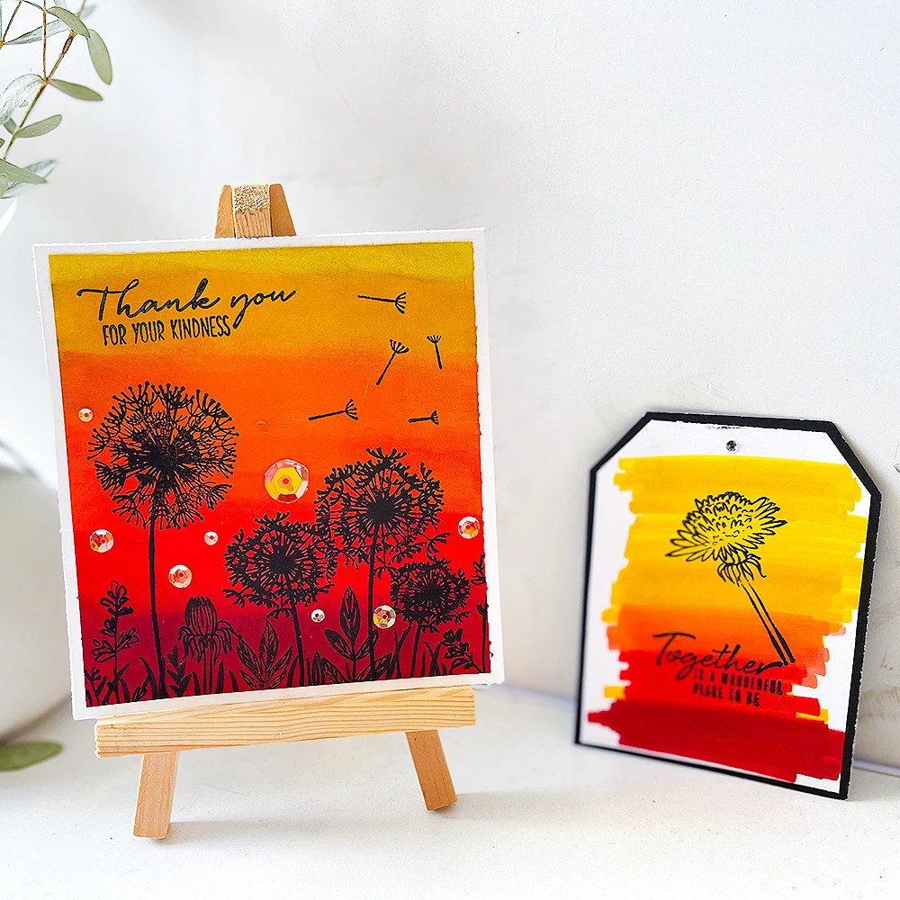 

Dandelion Flowers Stamps and Cutting Dies Templates for DIY Scrapbooking Album Transparent Silicone Decorative Stamp