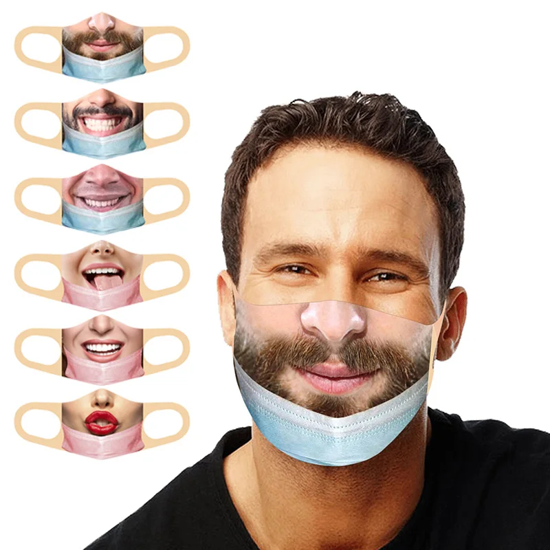 Маска для лица с забавным принтом модная Пыленепроницаемая бесшовная моющаяся