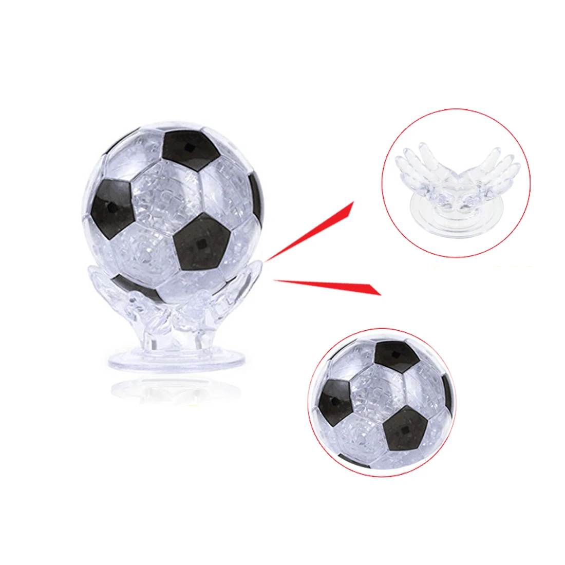 77Pcs 3D Puzzle Football Jigsaw DIY Assembly Soccer Crystal Model Toy Crystal Brain Teaser Decoration Educational Toy-Black Blue