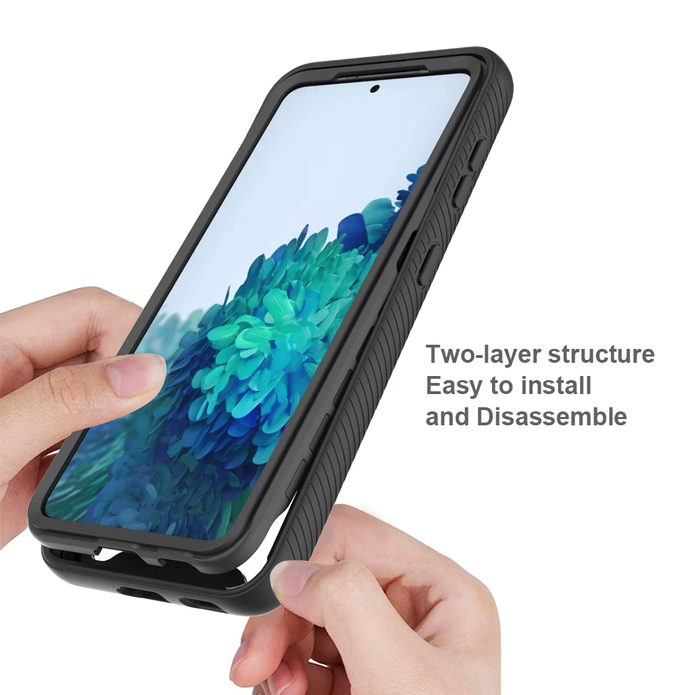 Shockproof Phone Case for Galaxy S20 FE Note 20 Ultra A51 A71 5G UW A31 A21 S10 Plus Clear Back Cover Double Layer Bumper Funda