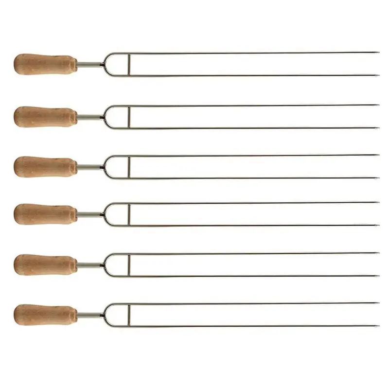 

6pcs Stainless Steel U-Shaped Barbecue Brazing Fork Needle Grilling Skewers BBQ Tools P15D