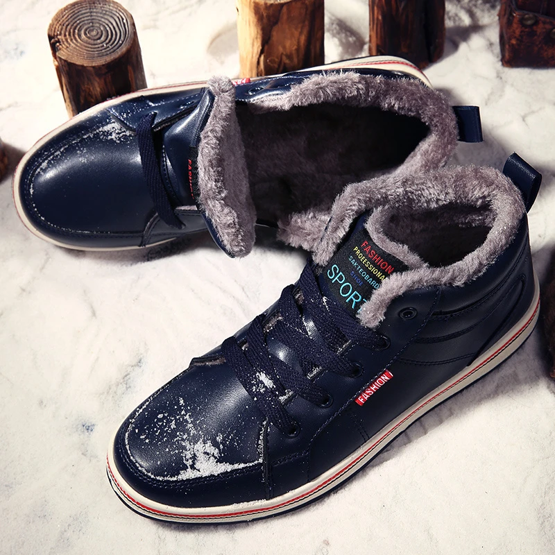 Мужская зимняя обувь водонепроницаемые большой размер 39 48 меховые теплые