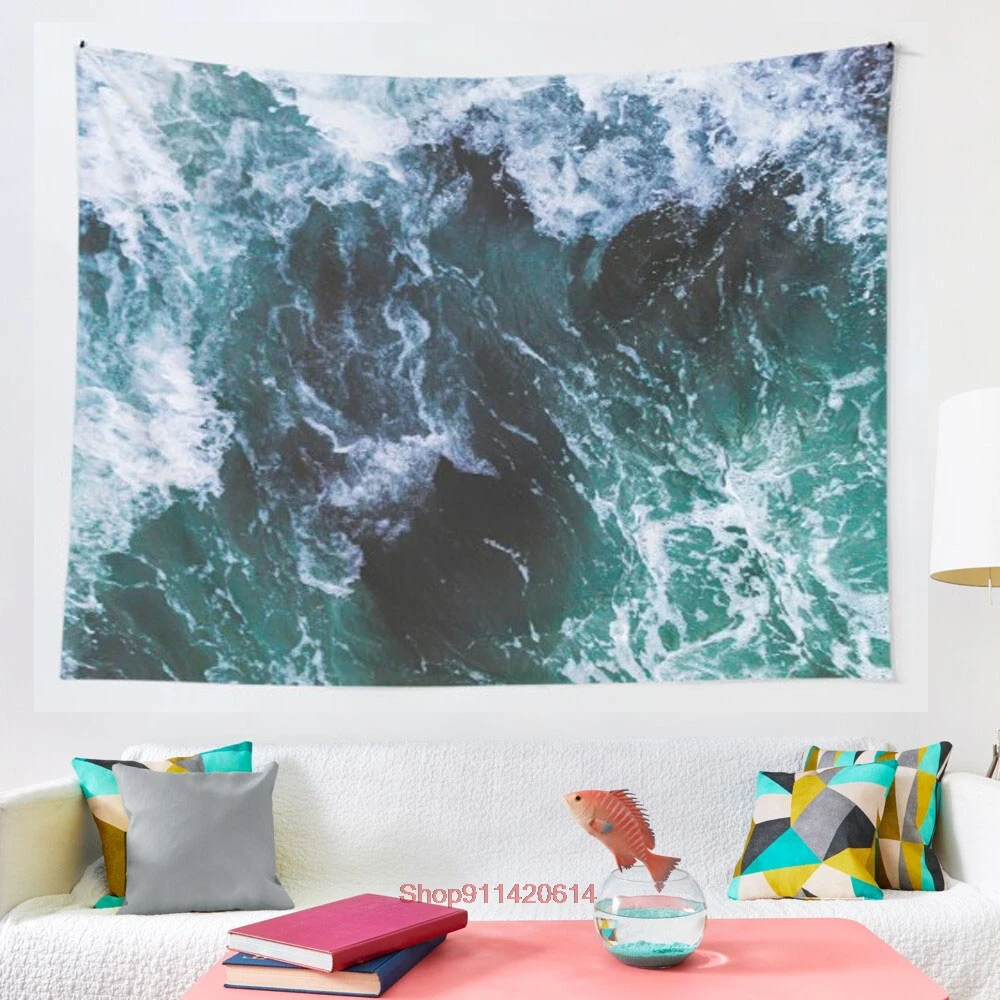 

Blue Ocean Waves Sea Photography Seascape tapestry Art Wall Hanging Tapestries for Living Room Decor