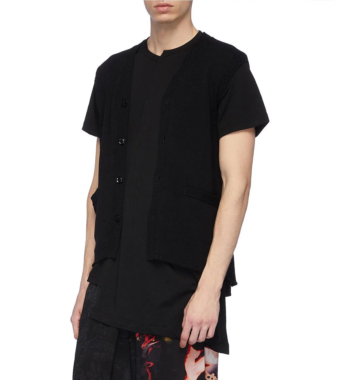 Мужская одежда Парикмахерская уличная деконструкция Асимметричная футболка