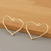 20pcslot gold tone hollow open heart love charms pendants for diy earrings jewelry making accessories