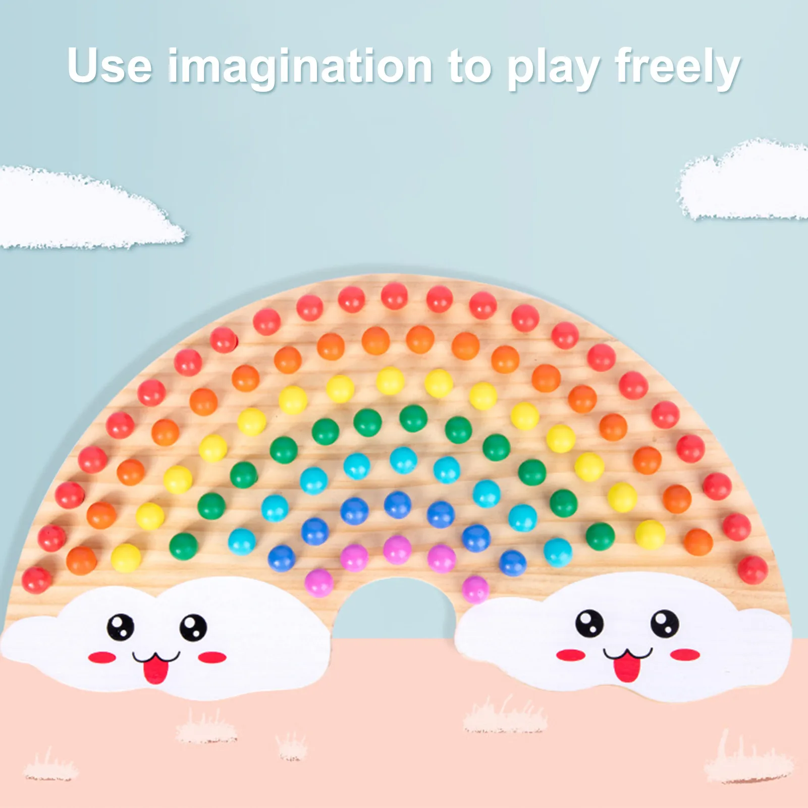 

Rainbow Board Wooden Toys Baby Montessori Educational Toys Color Sorting Sensory Nordic Wood Toys Clip Beads Games Gift For Kids