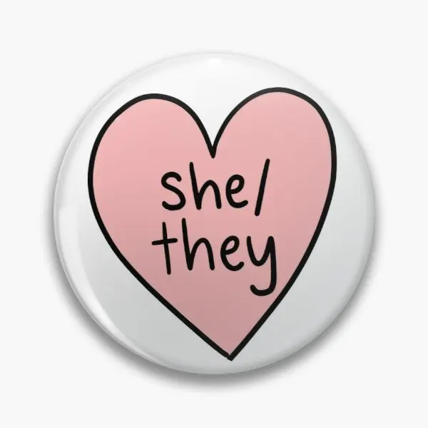 

She They Pronouns Customizable Soft Button Pin Lover Collar Fashion Clothes Women Lapel Pin Badge Creative Metal Funny Cute Hat