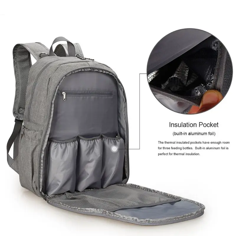 

Baby Diaper Backback Large Capacity Mummy Nappy Bag Multifunctional Daypack with Changing Pad Stroller Straps J60D