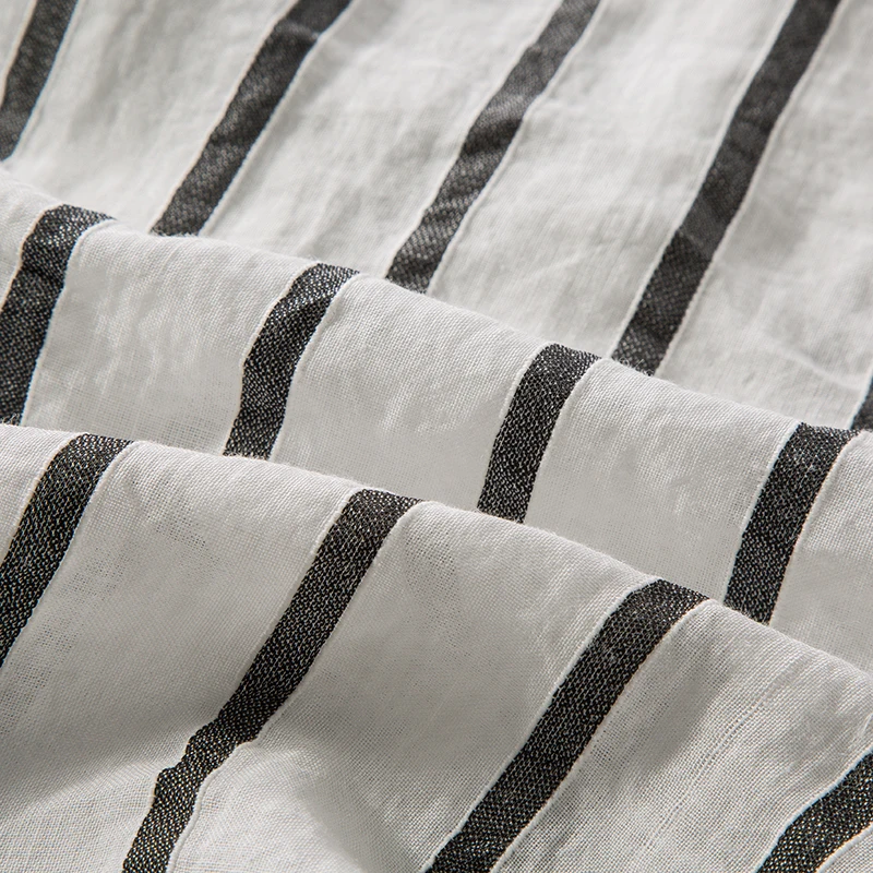 

Linen 5 Color Casual Shirt Men 2020 Summer New Style Fashion Flax Slim Fit Short Sleeve Striped Shirt Male Brand Clothes