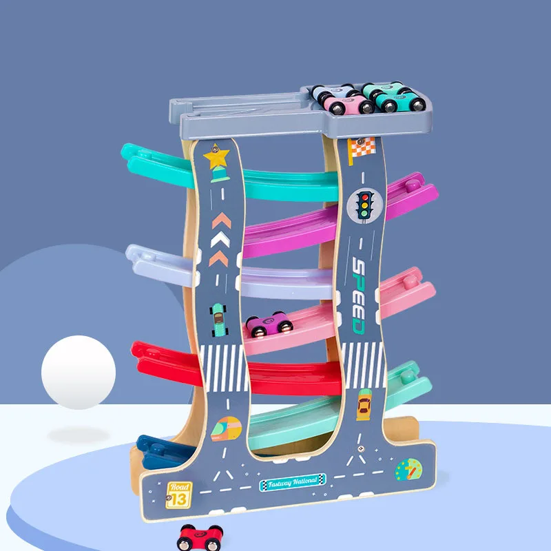 

Деревянный трек игрушечный автомобиль скутер соревнование многослойный слайд слот трек игра для детей для проектирования задняя рампа гон...
