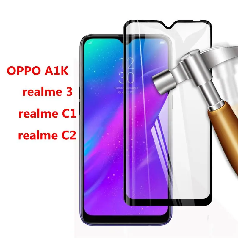 2 шт. 3D полное клеевое закаленное стекло для Oppo A1K Realme 3 Полное покрытие экрана