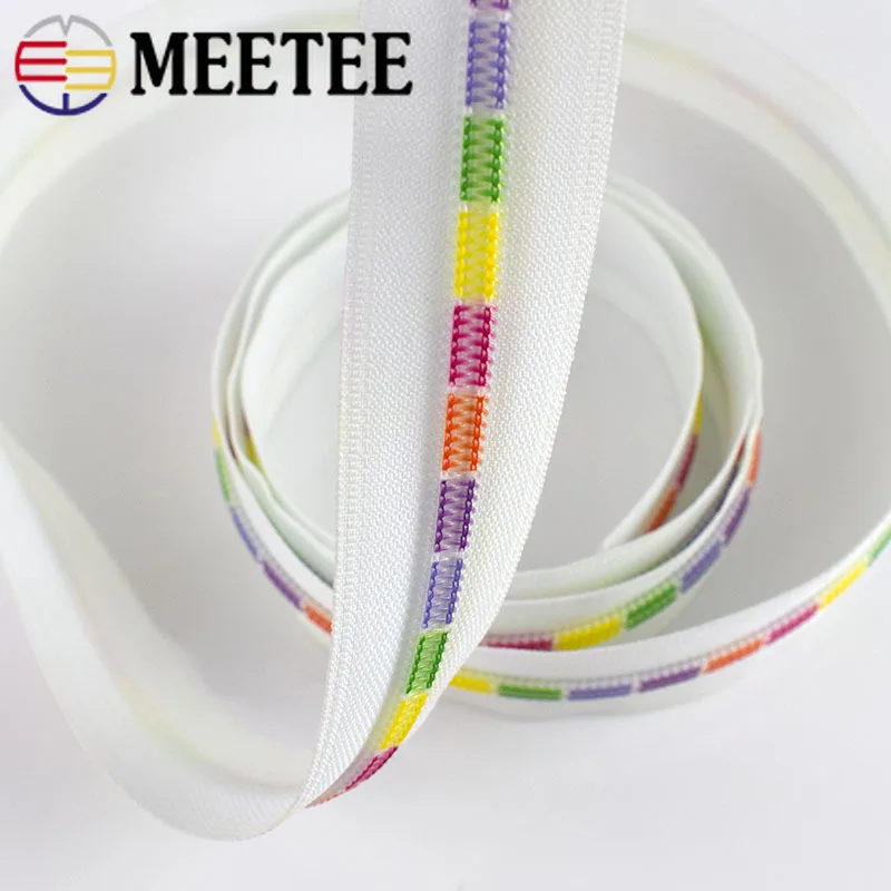 Meetee 2/5/10 метров 5 # белые Цветные Зубы катушки нейлоновые застежки молнии для шитья