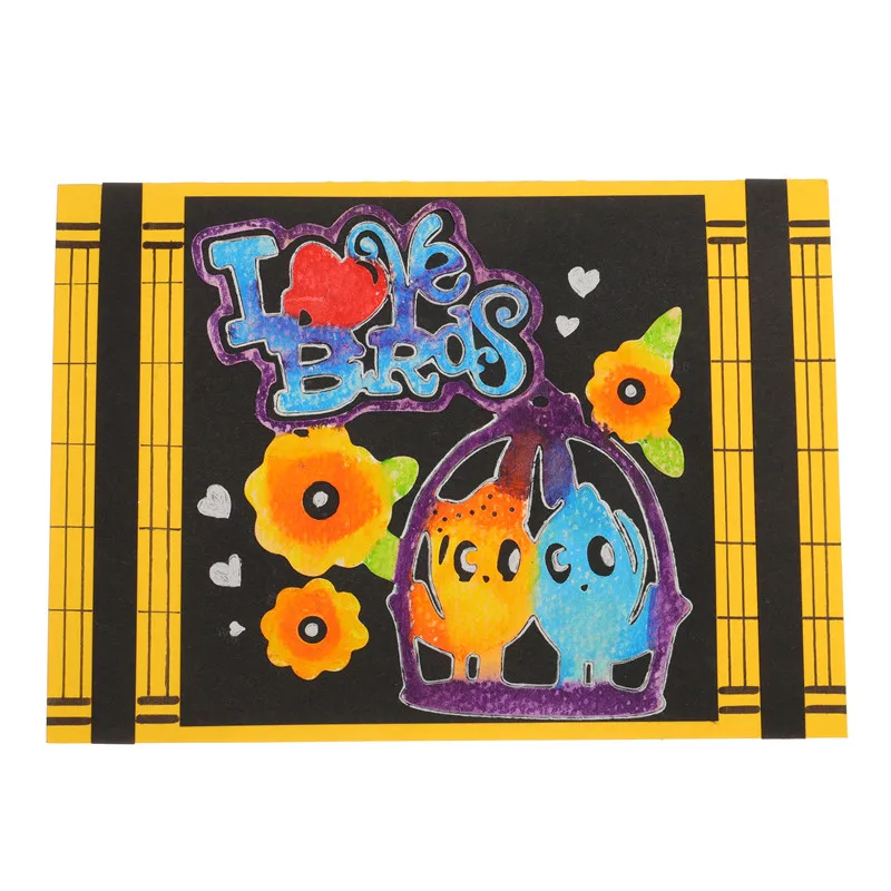 Металлические штампы YaMinSanNiO с изображением любовных птиц цветочная форма