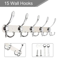 1pcs chrome coat rack stainless steel 15 hooks coat clothes door holder rack hook wall hanger with 2 screws for home hardware