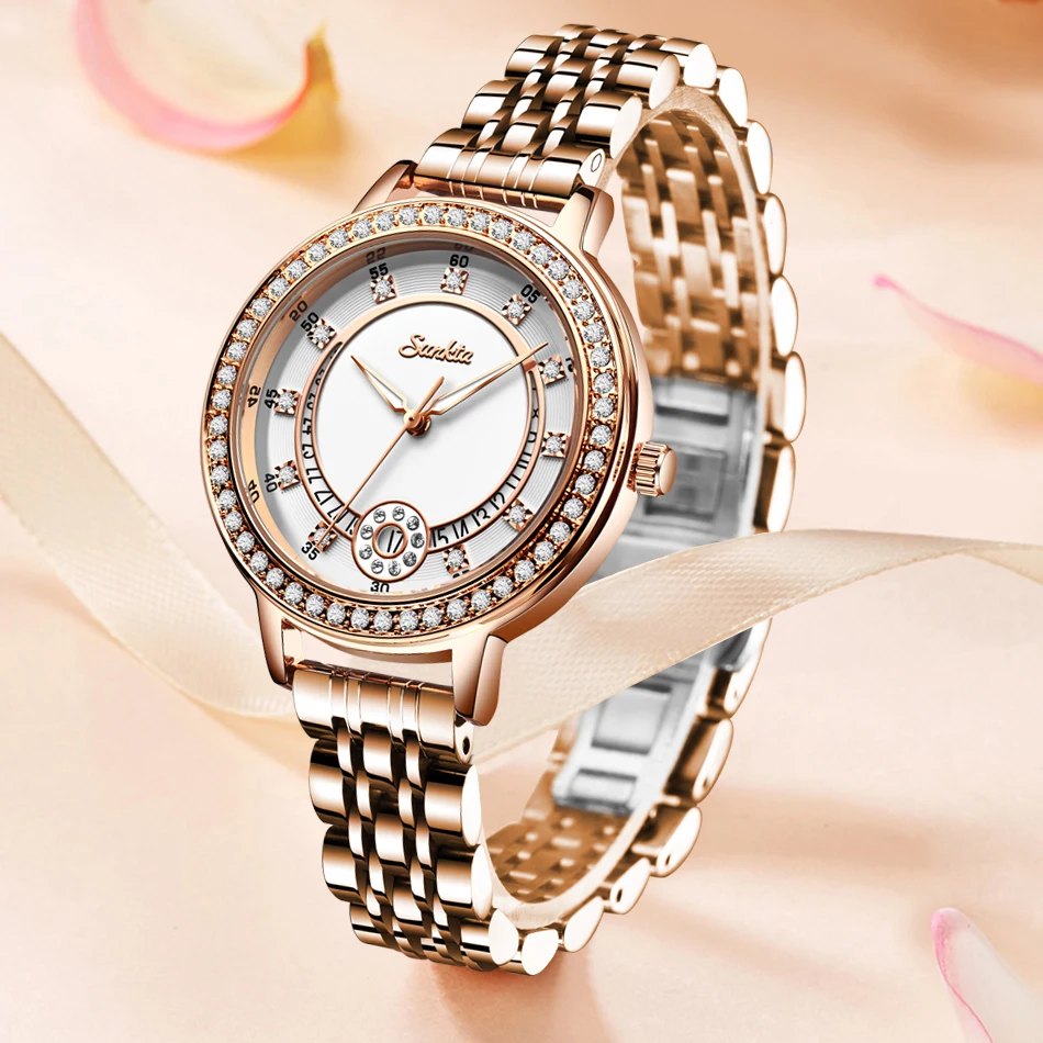 SUNKTA Women Watches Woman Dress Top Brand Luxury Gift Bracelet Watch Quartz Wrist For Clocks Relogio Feminino+Box | Наручные часы
