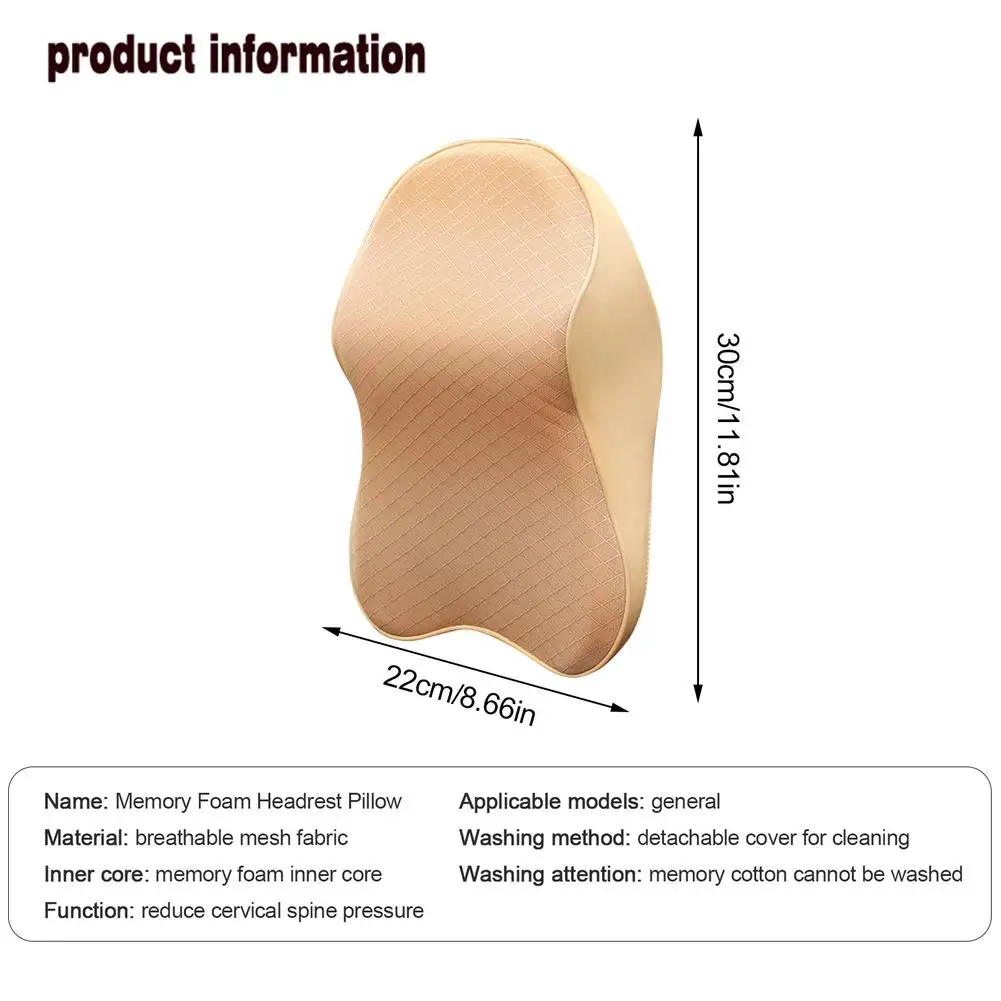

Car Neck Pillow Memory Cotton Foam Pillow Head Neck Rest Travel Support Breathable Mesh Neck Support Holder Headrest Cushion
