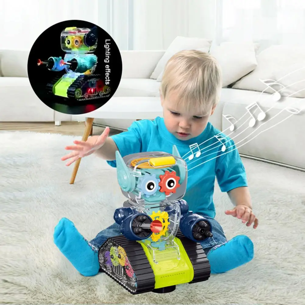 

Meticulous Workmanship Various Action Combinations Electric Transparent Geared Robot Toy for Kids