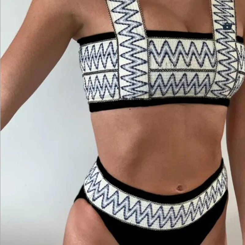 

Swimsuit 2021 Split Elastic Plate with Bikini Women's Stripe Swimsuit Bikini Bottom Striped Bikini Retro Bikini