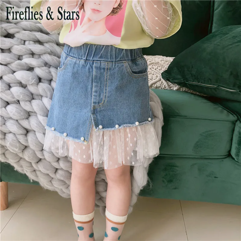 Джинсовая юбка для девочек Сезон весна лето Мини малышей Детская Модная детская