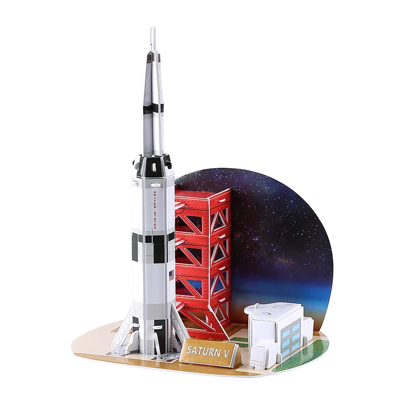 E-Saturn 5 Детская Аэрокосмическая модель DIY игрушки Солнечная система космическая станция головоломка Образование научная Сборка игрушки Обучающие и образовательные игрушки малыш - Цвет: E-Saturn 5