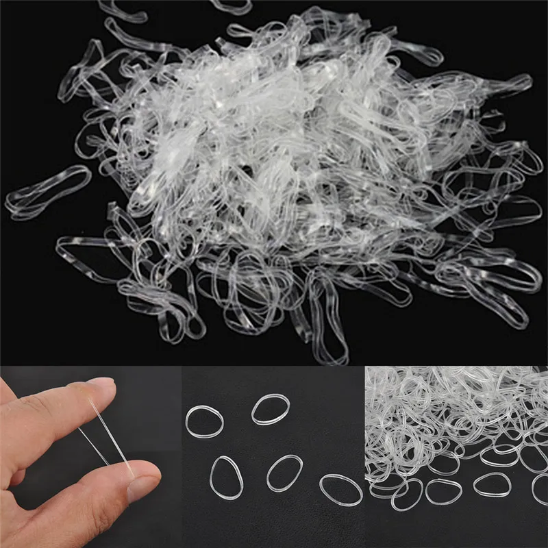 

200/500Pcs Mini Accessories Small Braid Plaits Elastic Tie Band Ponytail Holder Elastic Rubber Clear White Accessories