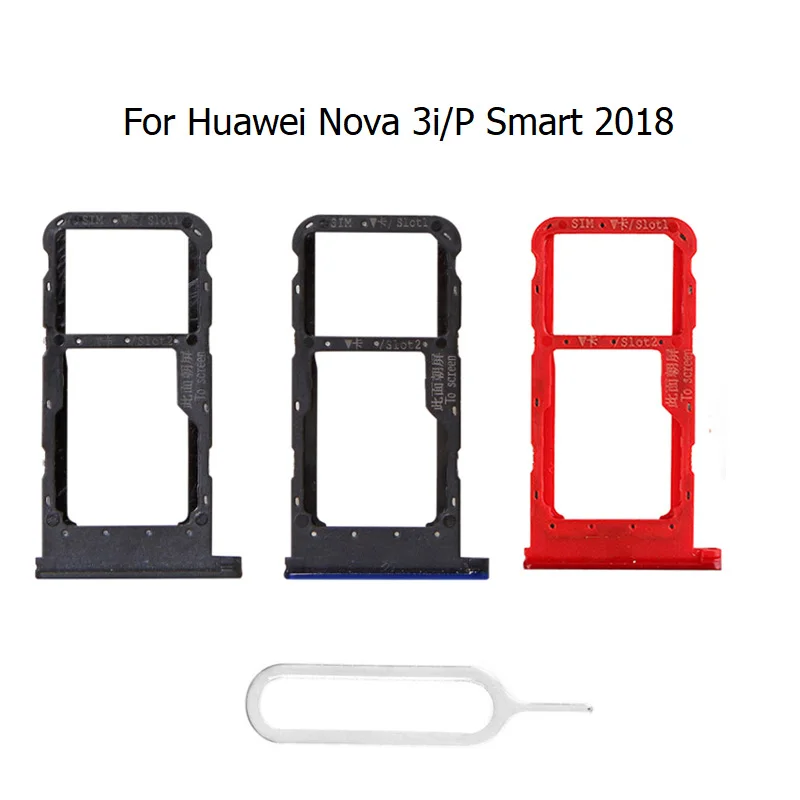 

10Pcs New For Huawei Nova 3i/P Smart 2018 Sim Card Socket Holder Slot Tray Reader With Card Pin Spare Parts