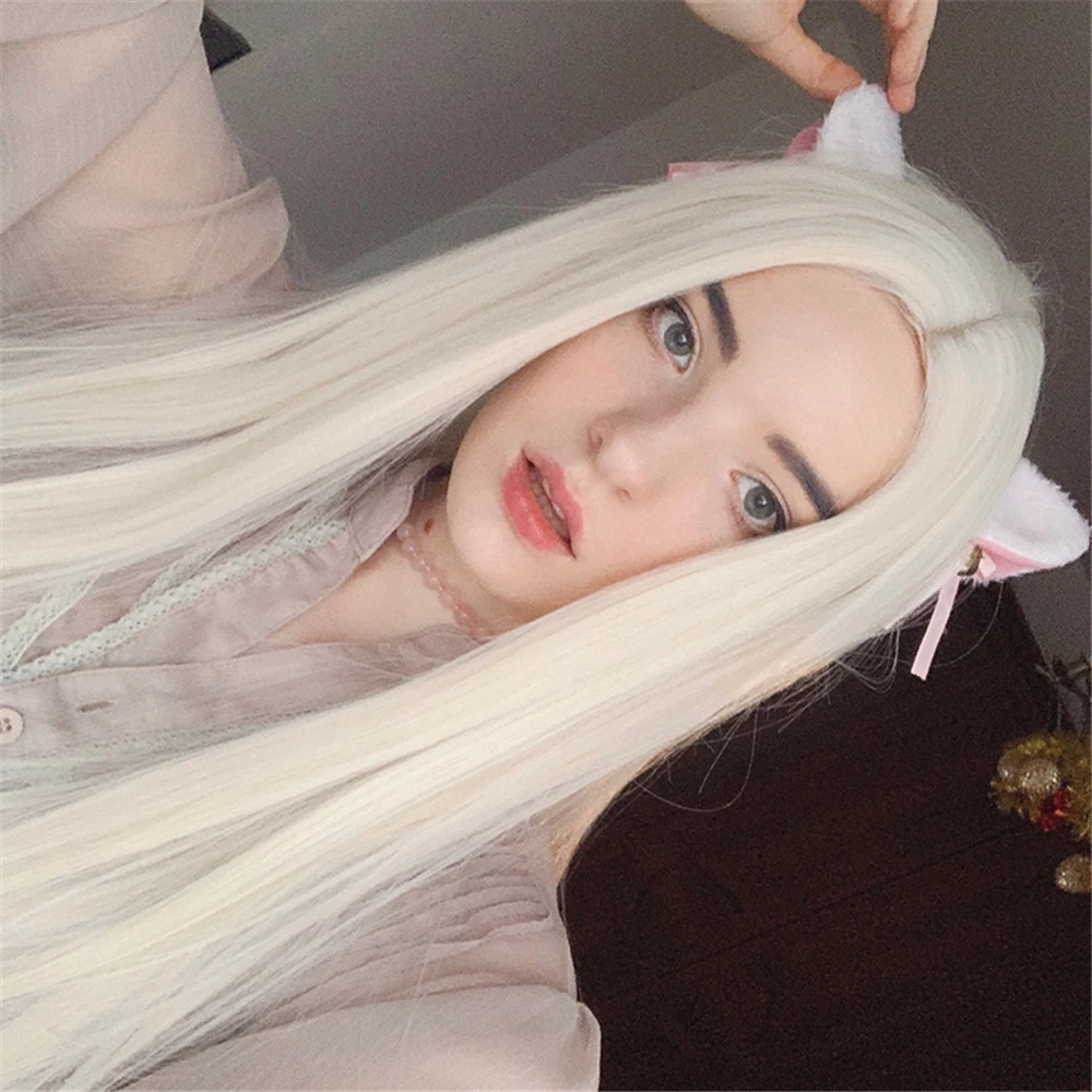 

New Fashion High Tempreture Synthetic Wigs Silky Straight None Lace Wig Middle Part with Baby Hair Cosplay Soft Hair