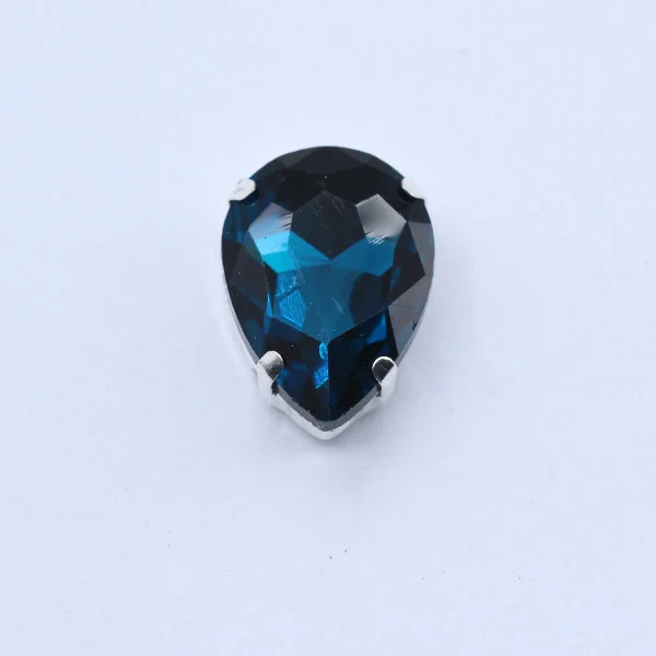 capri blue Все размеры каплевидные пришитые Хрустальные стеклянные каменные Стразы для шитья Серебряная основа Кнопка Ремесло обувь сумки головные уборы одежда аксессуары - Цвет: capri blue