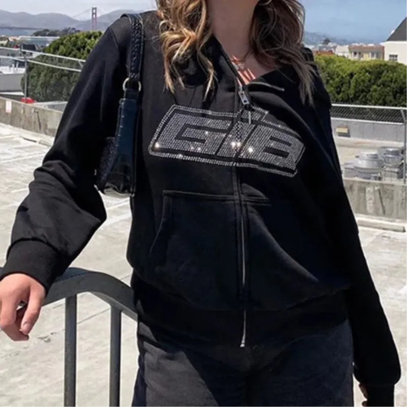 Женская толстовка с капюшоном однотонная Повседневная свободная на молнии