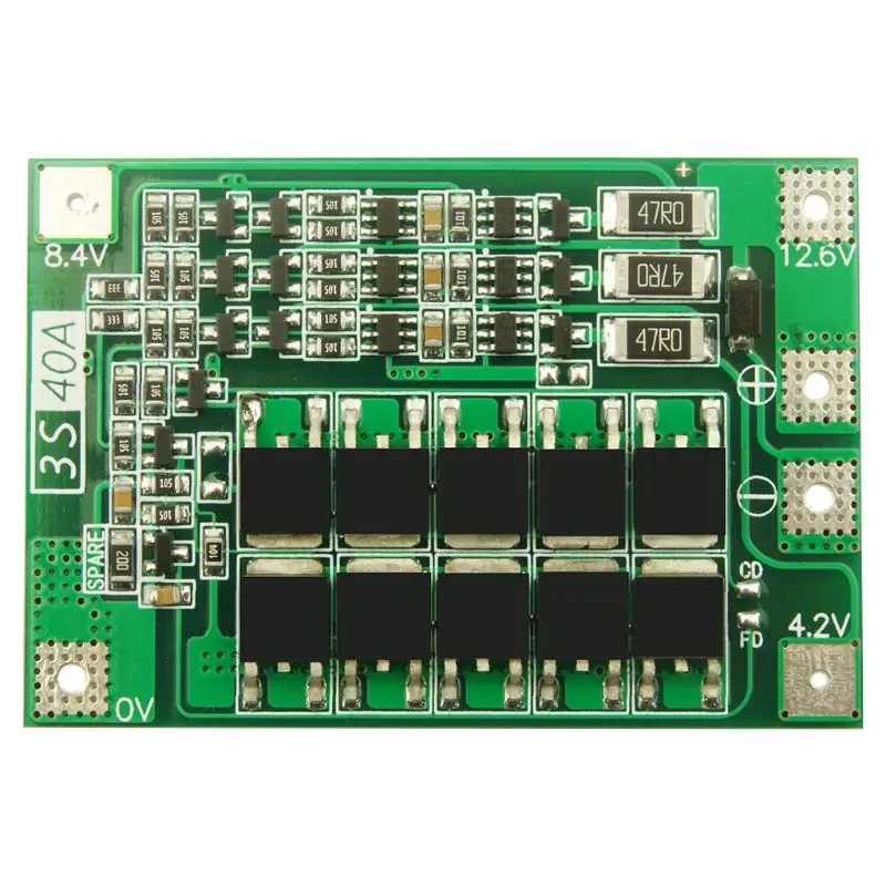 Модуль защиты PCB BMS 3S 40А защитная плата зарядника литий ионных и полимерных