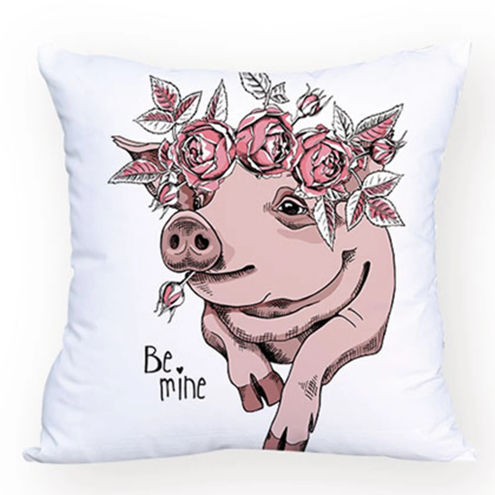 Милый мультфильм свинья печать наволочка для стула дизайнерская Подушка Чехол