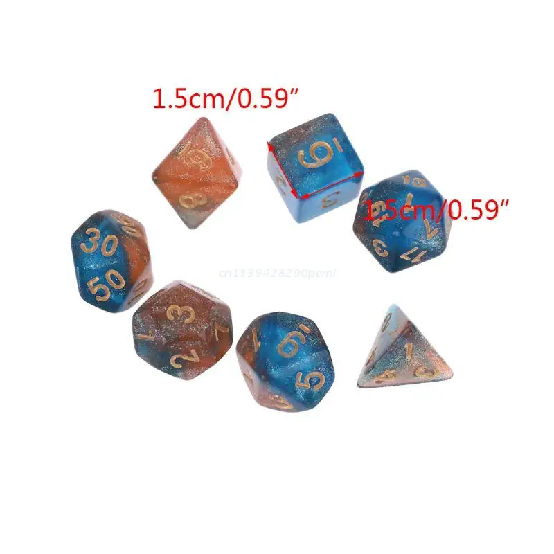 7 шт. D20 акриловые полигедрические игральные кости блестящие двухцветные