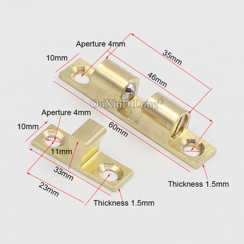 BRAND NEW 10PCS 60mm Pure Brass Cupboard Drawer Cabinet Double Ball Catch Door Latch Touch Beads | Обустройство дома
