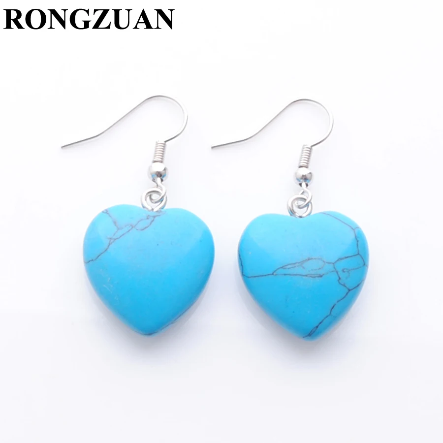 Серьги подвески из натурального драгоценного камня бирюзы романтичные
