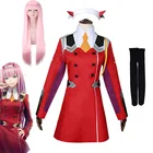 Женское платье для косплея Zero Two 02, платье Zero Two, рубашка, пояс, галстук, повязка на голову, униформа из японского аниме, костюм на Хэллоуин