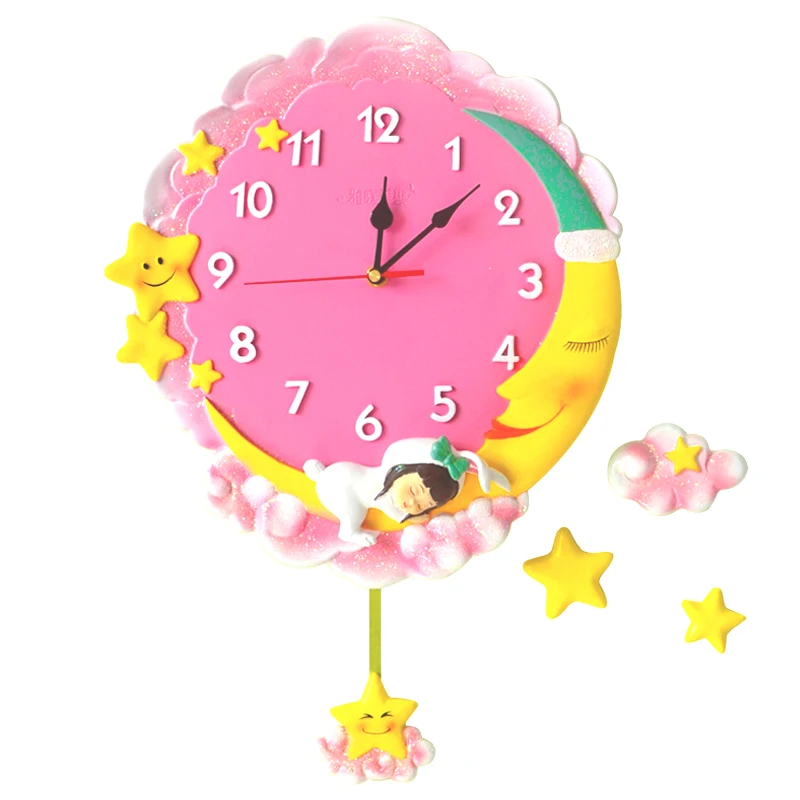 Детские настенные часы в виде Луны модные Мультяшные скандинавском стиле для