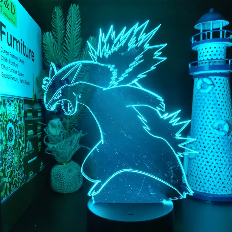 Pokemon 3D ANIME Led LAMP Typhlosion Pokemon Go Lampara Led Color Changing Night Lights Kawaii Room Decor Christmas Lights