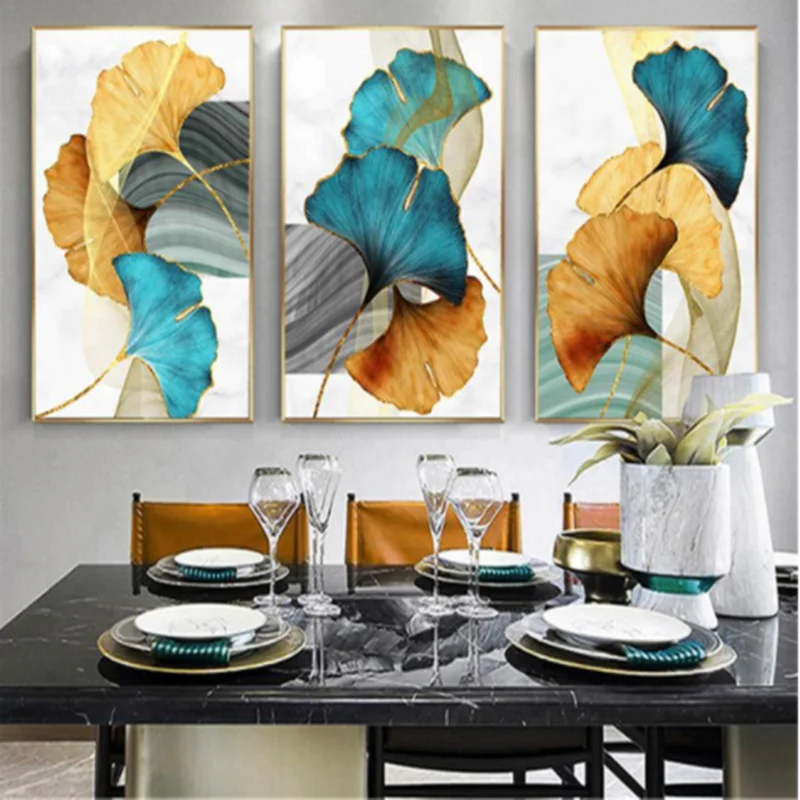

Modern Ginkgo Leaf Abstract Painting Customized Available Canvas Painting Wall Art Decoration Living Room Bedroom Home Decor