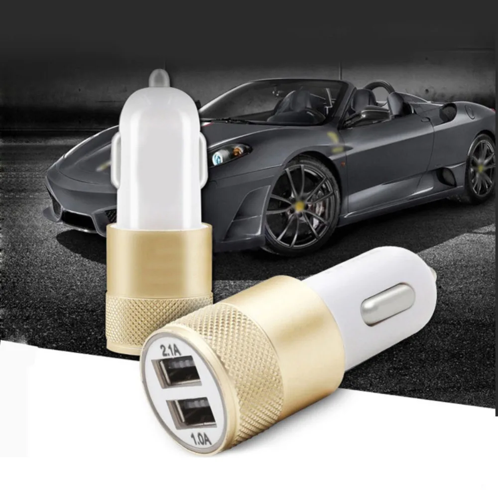 Двойной Переходник USB для зарядки в машине 2.1A автомобильное металлическое зарядное устройство для смартфона/планшета