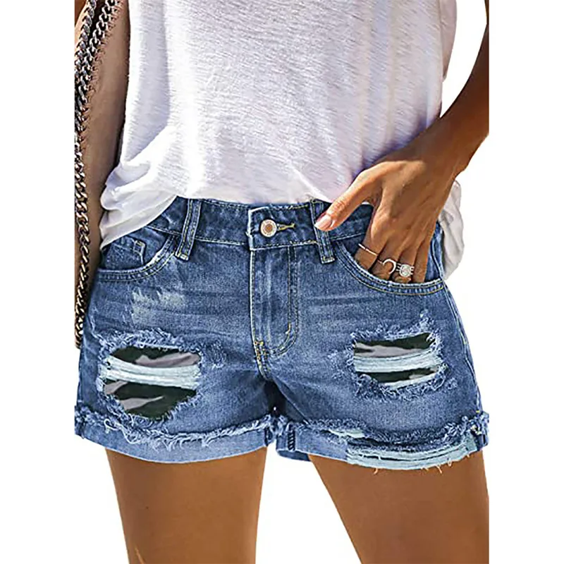 

Jeans High Waist Fashion Womens Pocket Solid Jeans Denim Pants Female Hole Bottom Casual Shorts Pants