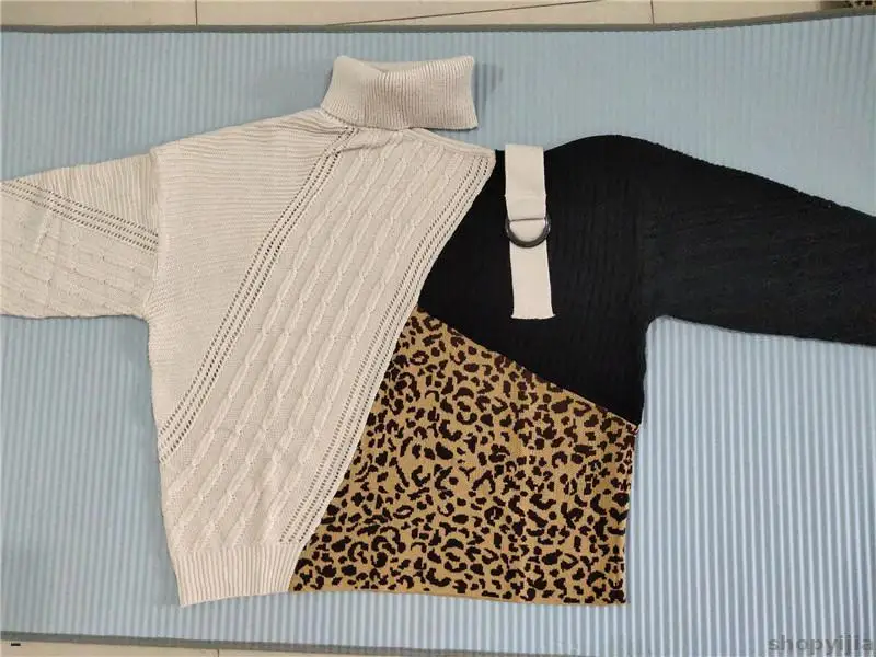 New female sense off-shoulder batwing long-sleeved pullover shirt color block knitted sweater | Женская одежда