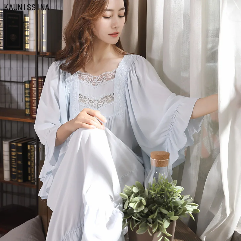 

Женская ночная сорочка из хлопка, одежда для сна, платье свободного кроя; Весенне-летняя одежда для принцесс Ночная сорочка женская одежда д...