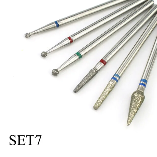 SET7 6 шт. набор алмазных сверл для ногтей, фреза для маникюра, пилочки для ногтей, аксессуары для электрического станка, инструменты для педикюра - Цвет: SET7